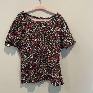 Wonder Nation Black and Pink Fitted Ruffled Shirt